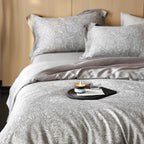 Reversible Satin Duvet Cover – floral watercolour print, silky-matte