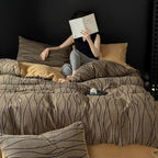 Reversible Wave Bedding Set – cotton blend, jacquard texture