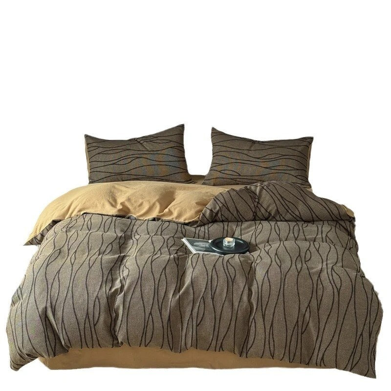 Reversible Wave Bedding Set – cotton blend, jacquard texture