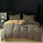 Reversible Wave Bedding Set – cotton blend, jacquard texture