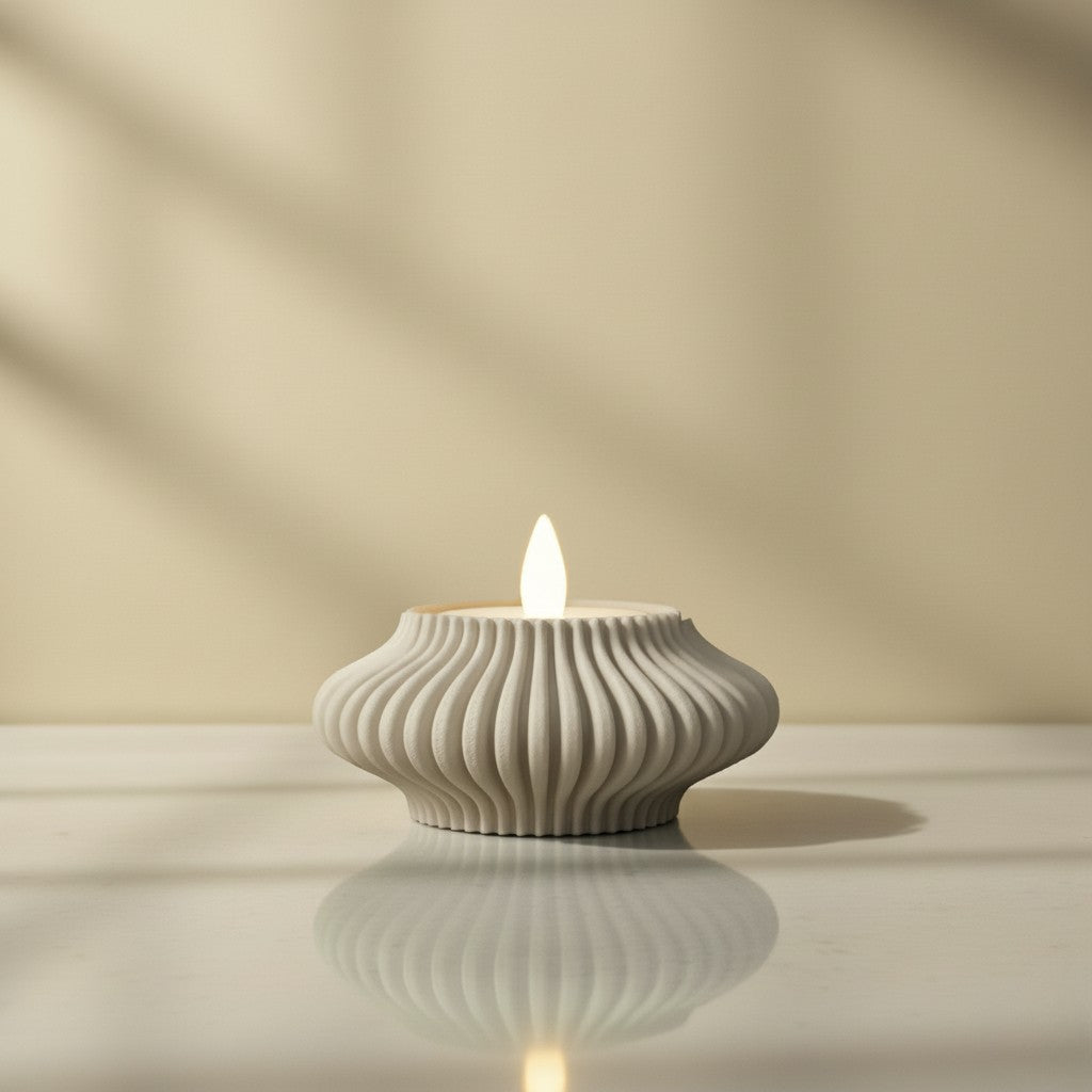 Ribbed Ceramic Tealight Holder