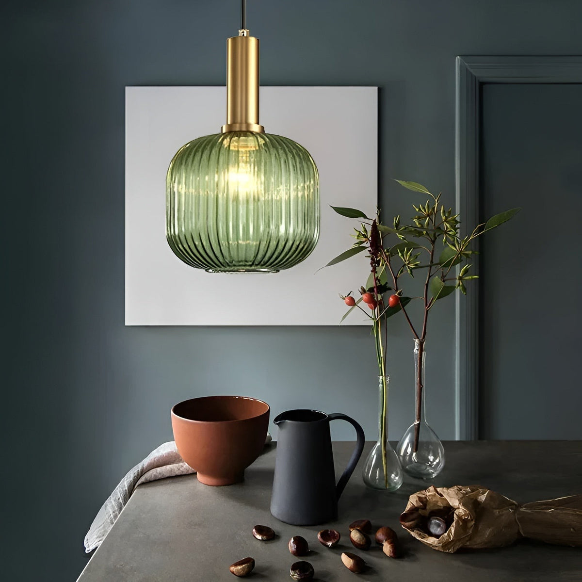 Ribbed Glass Pendant Light