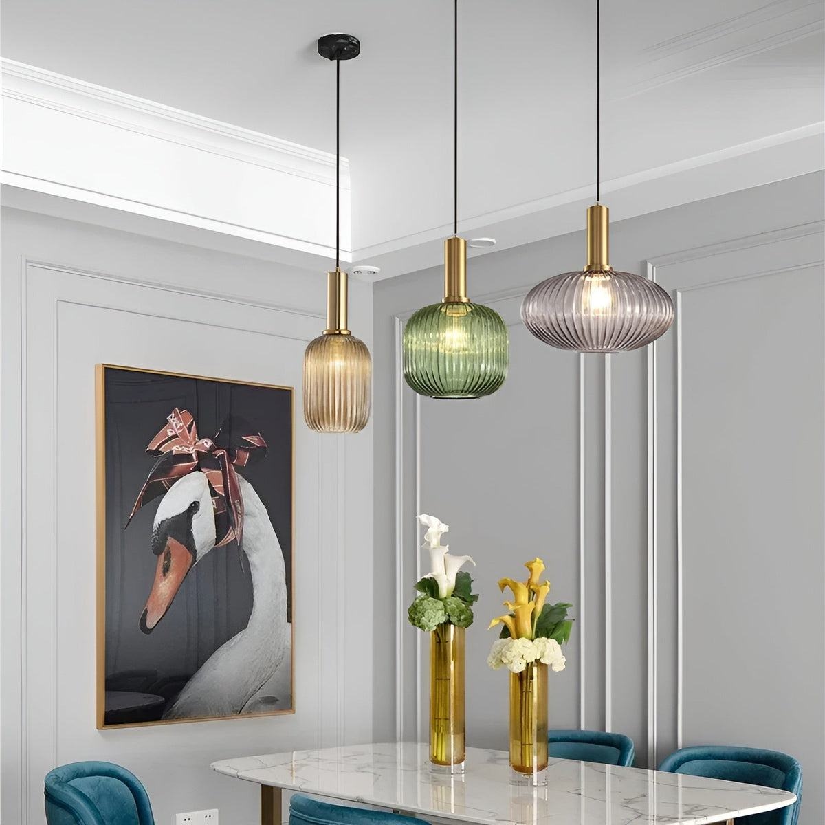 Ribbed Glass Pendant Light