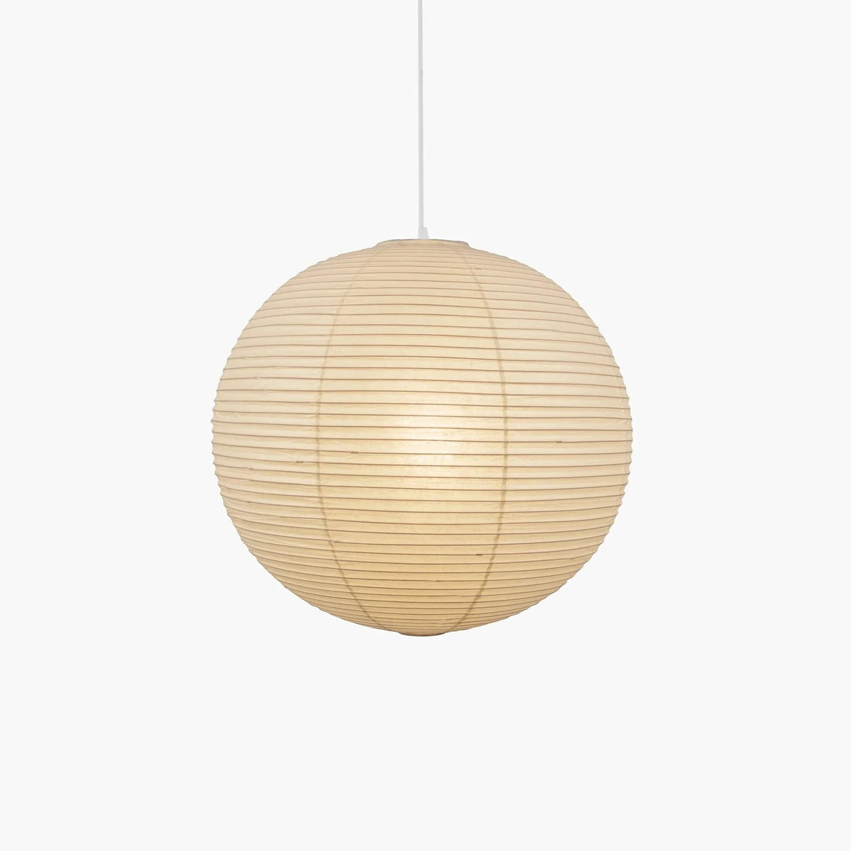Rice Paper Globe Pendant Light – ribbed shade, hardwired fitting