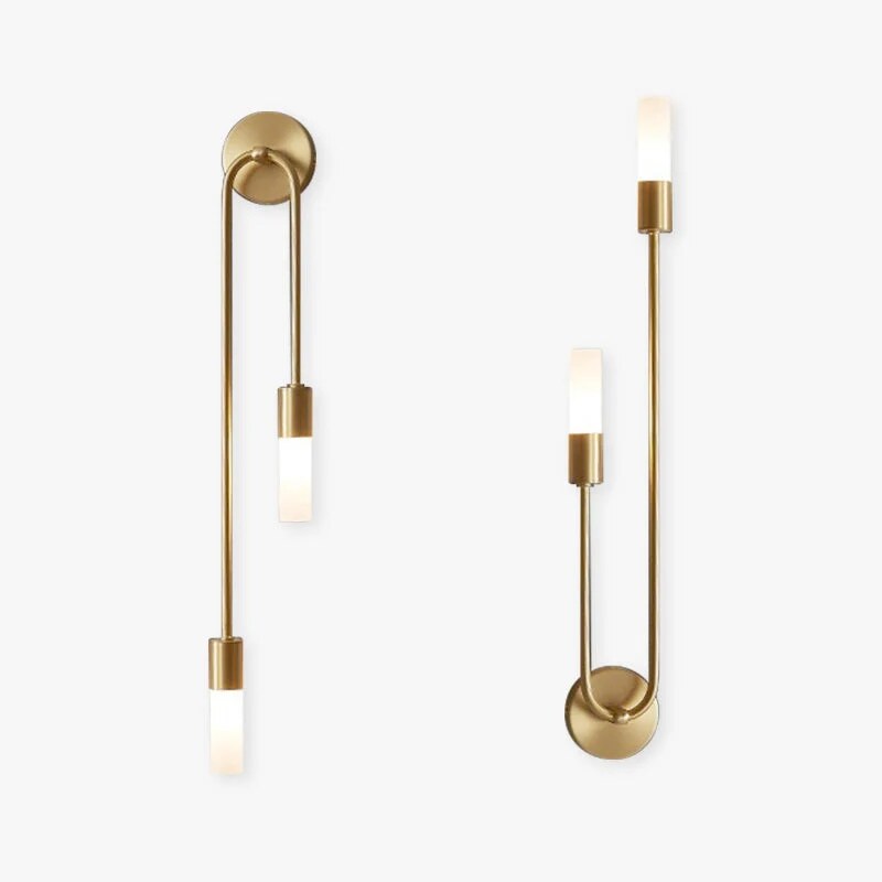Rime Wall Light – gold-finish fixture, dual lights for bedroom