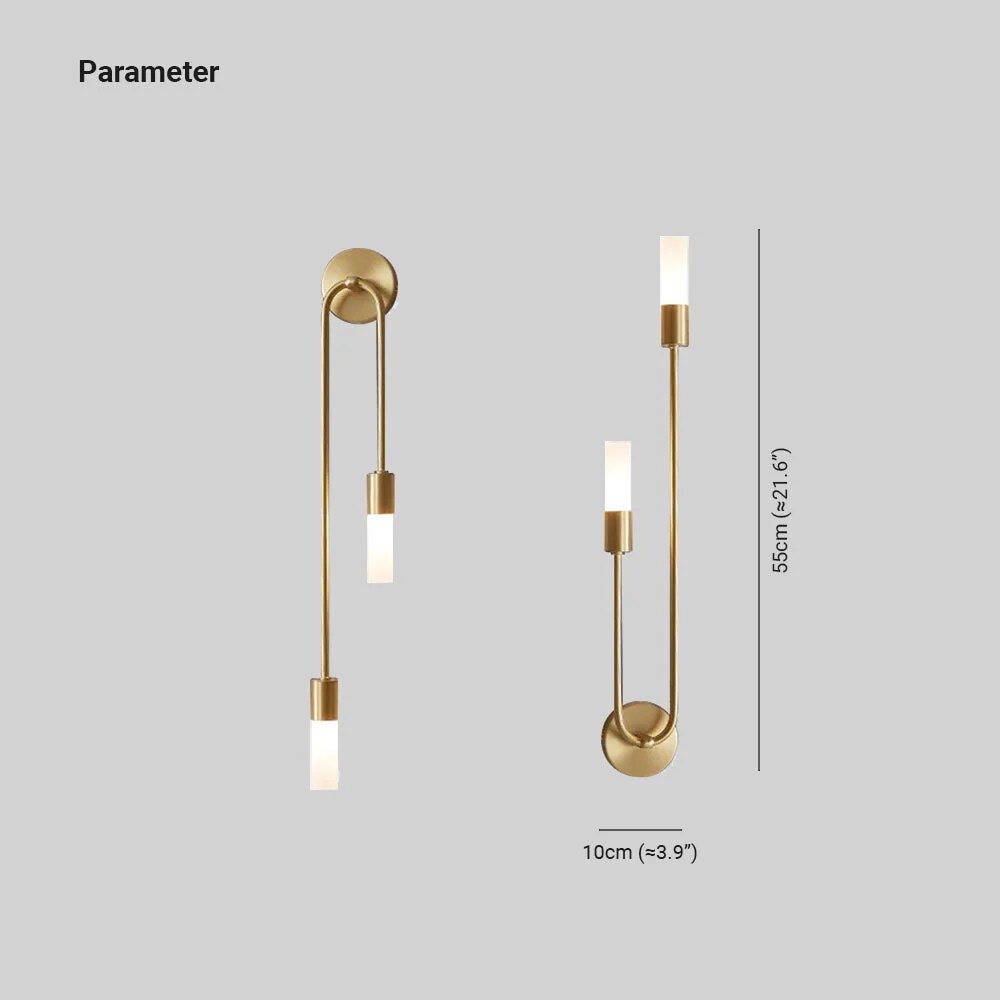Rime Wall Light – gold-finish fixture, dual lights for bedroom