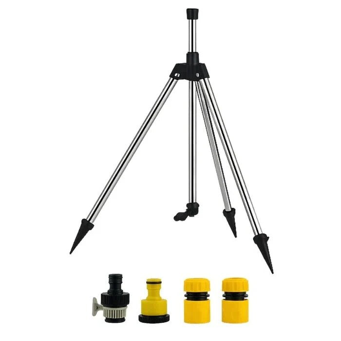 Rotating Tripod Sprinkler – 360° coverage, adjustable height, quick-connect