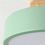 Round Ceiling Light – wood mount, metal shade, variable white