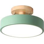 Round Ceiling Light – wood mount, metal shade, variable white