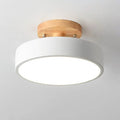 Round Ceiling Light – wood mount, metal shade, variable white