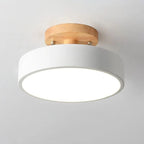 Round Ceiling Light – wood mount, metal shade, variable white