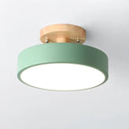 Round Ceiling Light – wood mount, metal shade, variable white