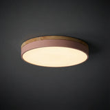 Round Ceiling Light – wood trim, flush mounted, dimmable remote
