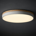 Round Ceiling Light – wood trim, flush mounted, dimmable remote