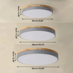 Round Ceiling Light – wood trim, flush mounted, dimmable remote