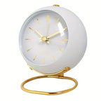 Scandinavian Alarm Clock – round metal case, luminous hands