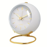 Scandinavian Alarm Clock – round metal case, luminous hands