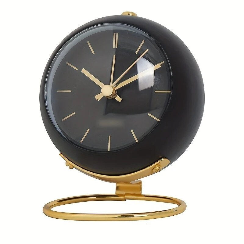 Scandinavian Alarm Clock – round metal case, luminous hands