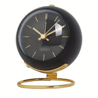 Scandinavian Alarm Clock – round metal case, luminous hands