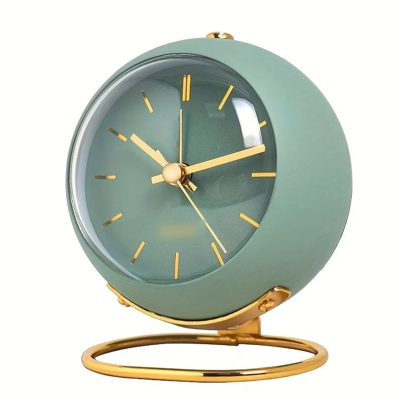 Scandinavian Alarm Clock – round metal case, luminous hands