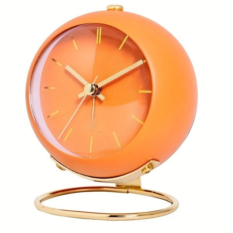 Scandinavian Alarm Clock – round metal case, luminous hands