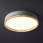 Scandinavian Wood Ceiling Light – flush mount, dimmable, remote control