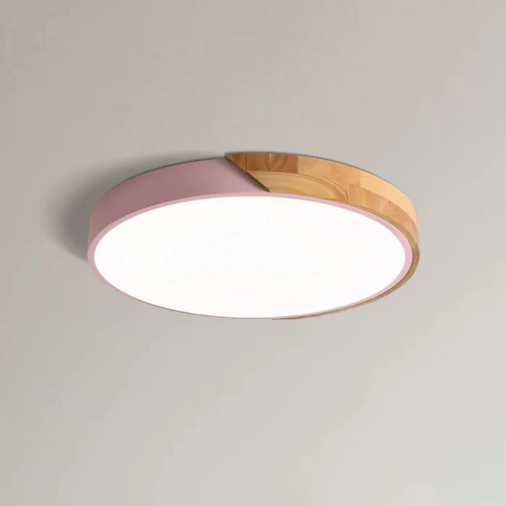 Scandinavian Wood Ceiling Light – flush mount, LED, colours