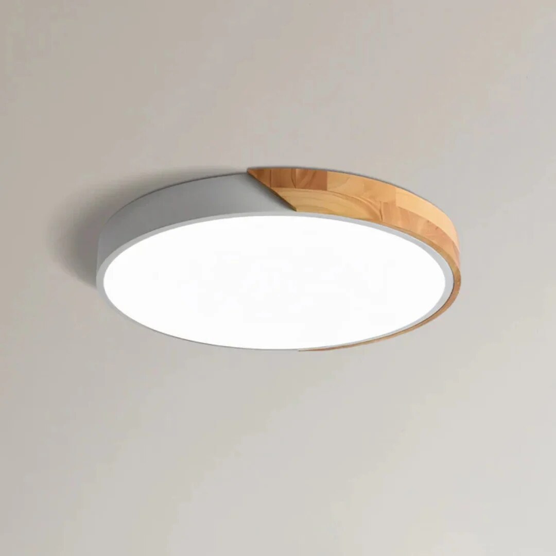 Scandinavian Wood Ceiling Light – flush mount, LED, colours
