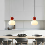 Sculptural Pendant Light – opal-effect shade, coloured sphere cap, adjustable
