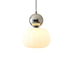 Sculptural Pendant Light – opal-effect shade, coloured sphere cap, adjustable