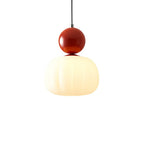 Sculptural Pendant Light – opal-effect shade, coloured sphere cap, adjustable