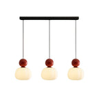 Sculptural Pendant Light – opal-effect shade, coloured sphere cap, adjustable