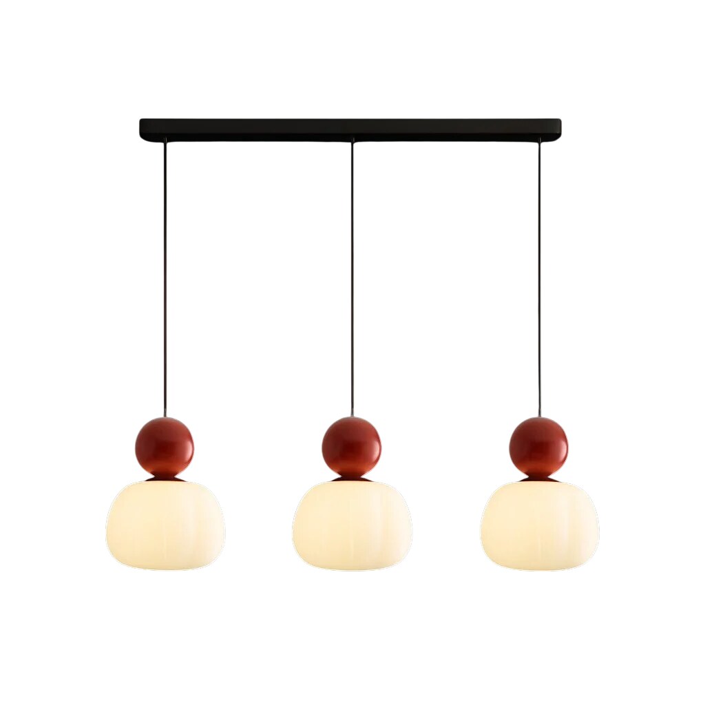 Sculptural Pendant Light – opal-effect shade, coloured sphere cap, adjustable