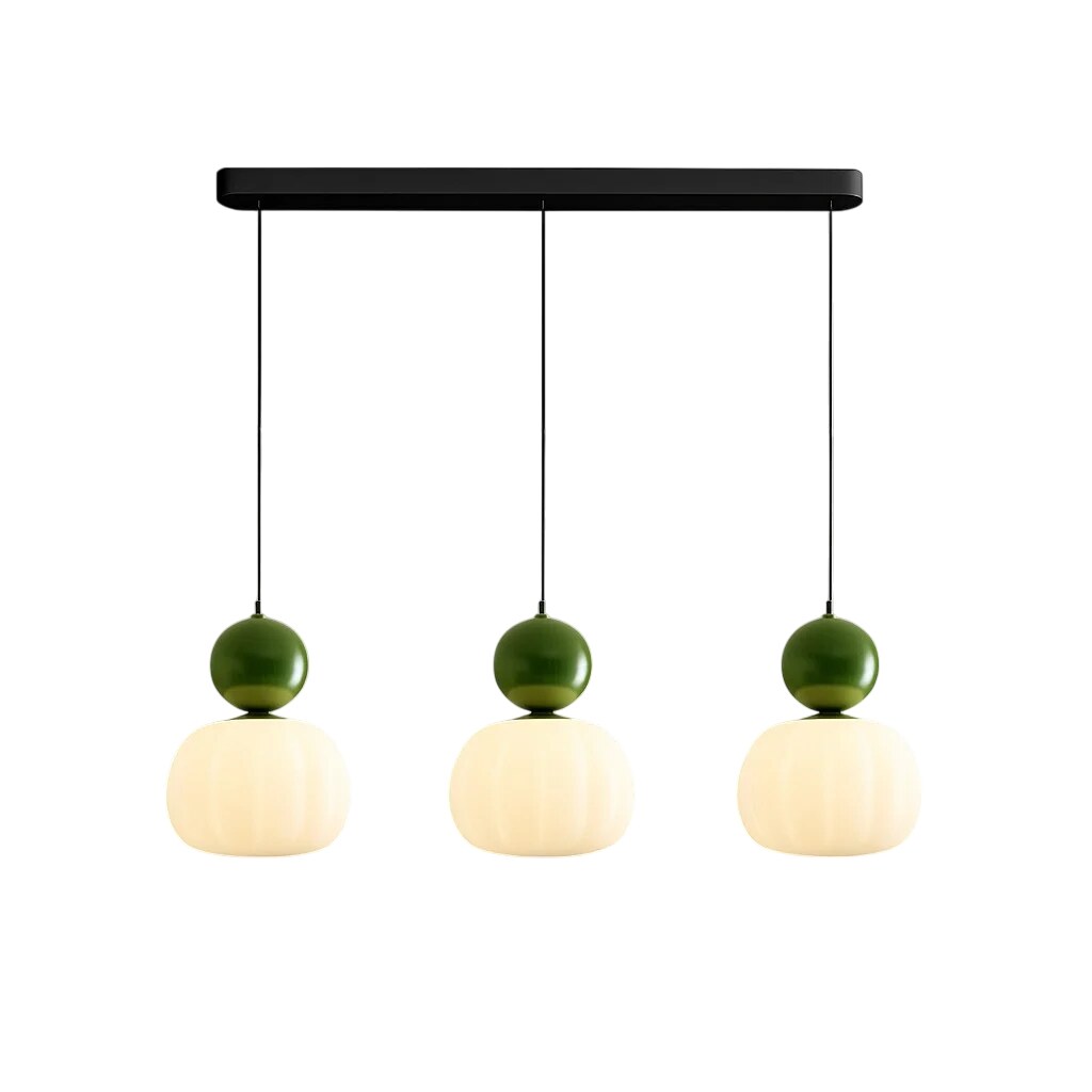 Sculptural Pendant Light – opal-effect shade, coloured sphere cap, adjustable