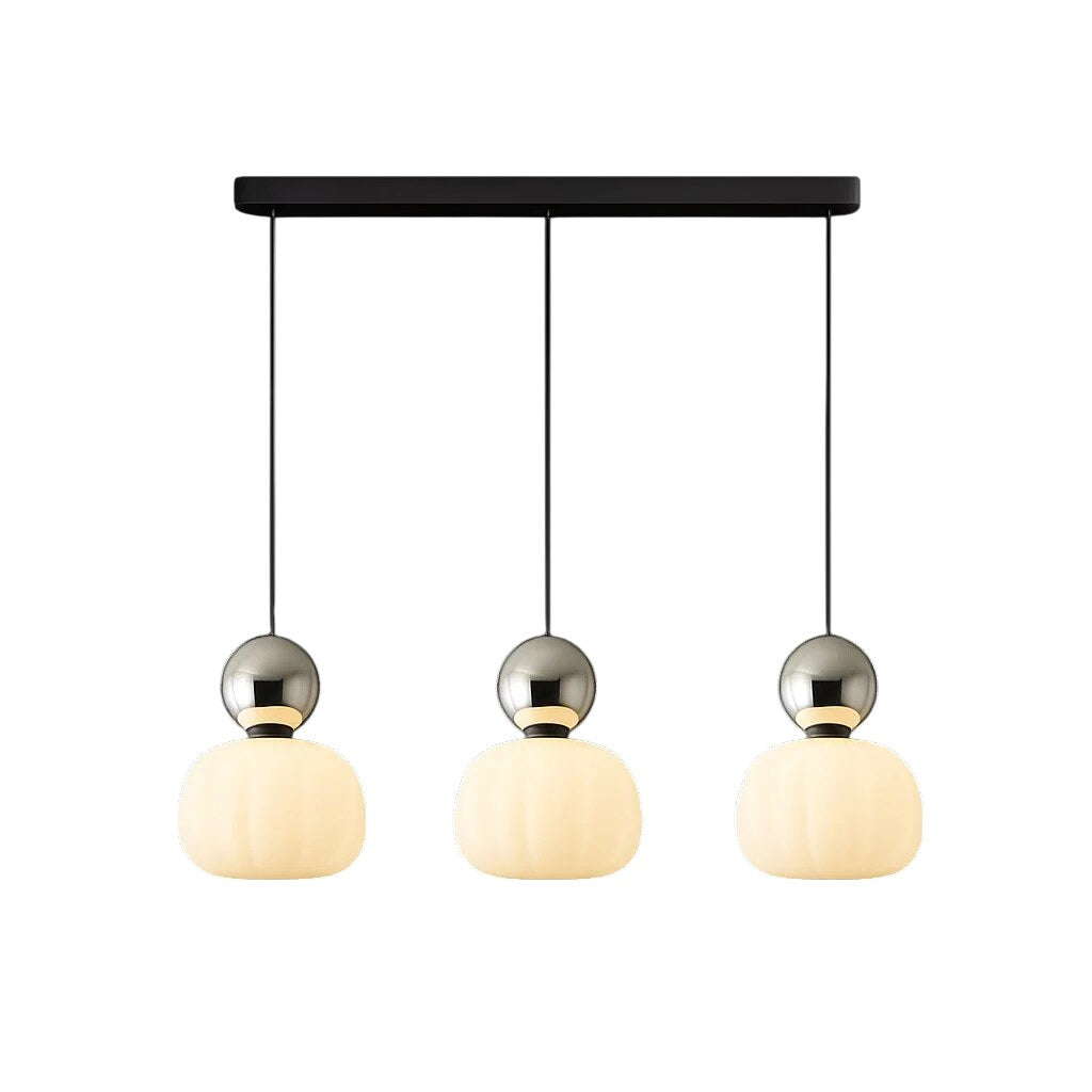 Sculptural Pendant Light – opal-effect shade, coloured sphere cap, adjustable