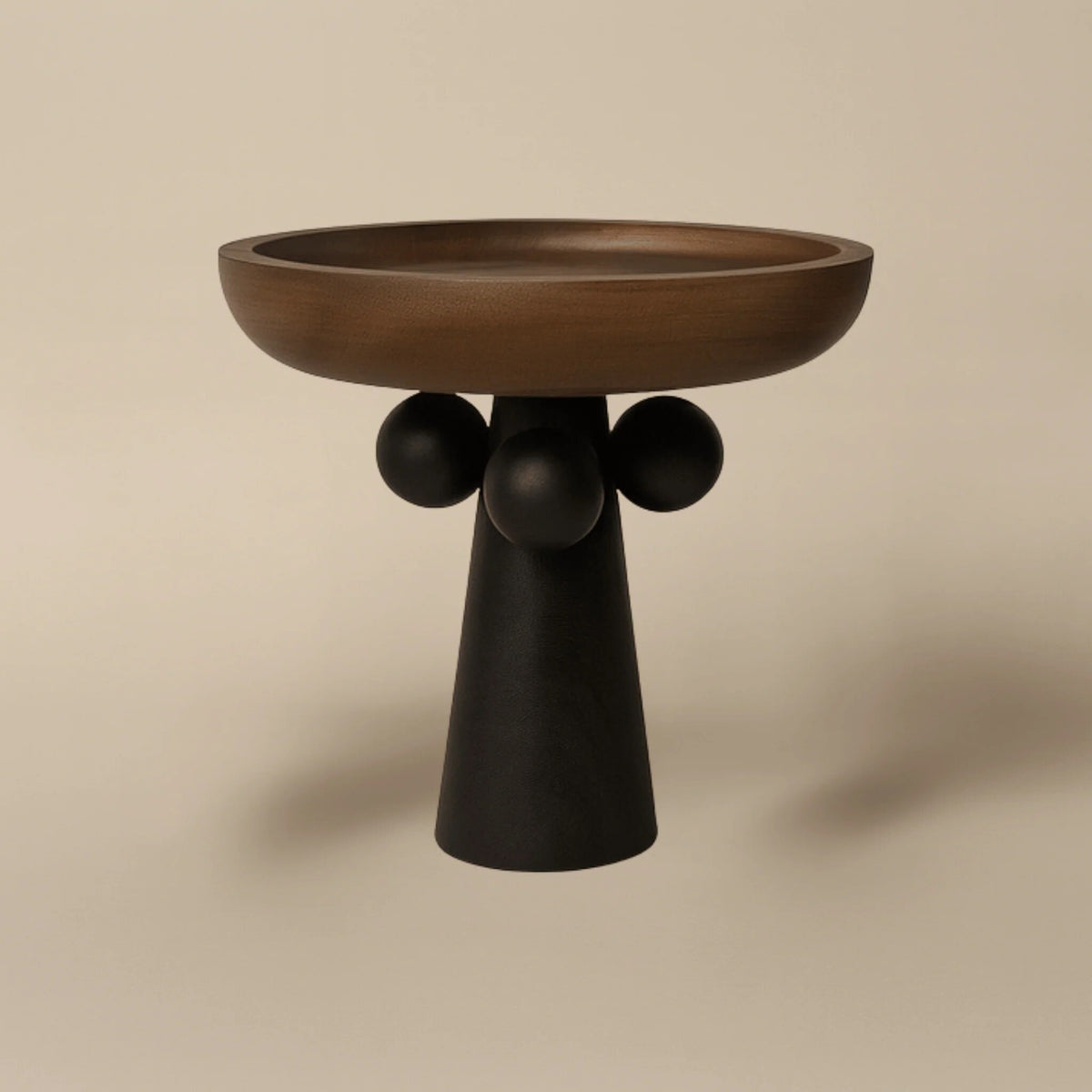 Sculptural Wooden Pedestal Tray – decorative candle and jewellery display