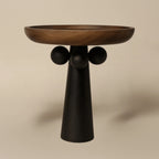 Sculptural Wooden Pedestal Tray – decorative candle and jewellery display