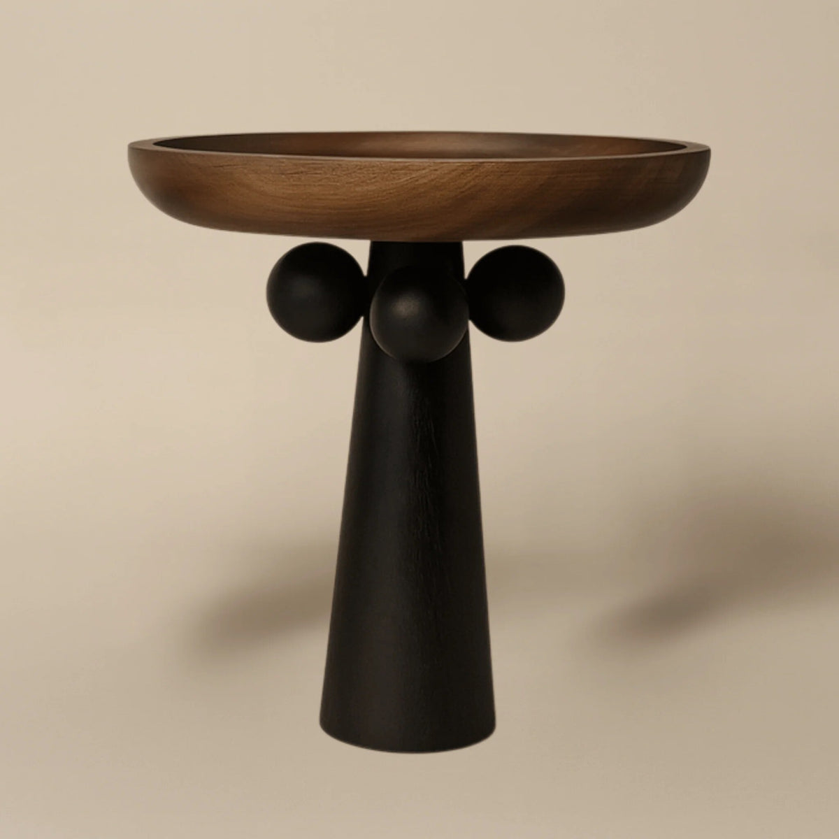 Sculptural Wooden Pedestal Tray – decorative candle and jewellery display
