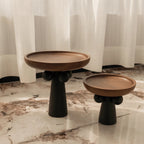 Sculptural Wooden Pedestal Tray – decorative candle and jewellery display