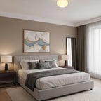 Semi-Flush Ceiling Light – walnut wood, copper accents, colour selectable
