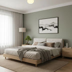Semi-Flush Ceiling Light – walnut wood, copper accents, colour selectable