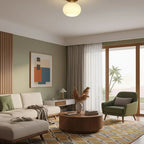 Semi-Flush Ceiling Light – walnut wood, copper accents, colour selectable