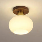 Semi-Flush Ceiling Light – walnut wood, copper accents, colour selectable