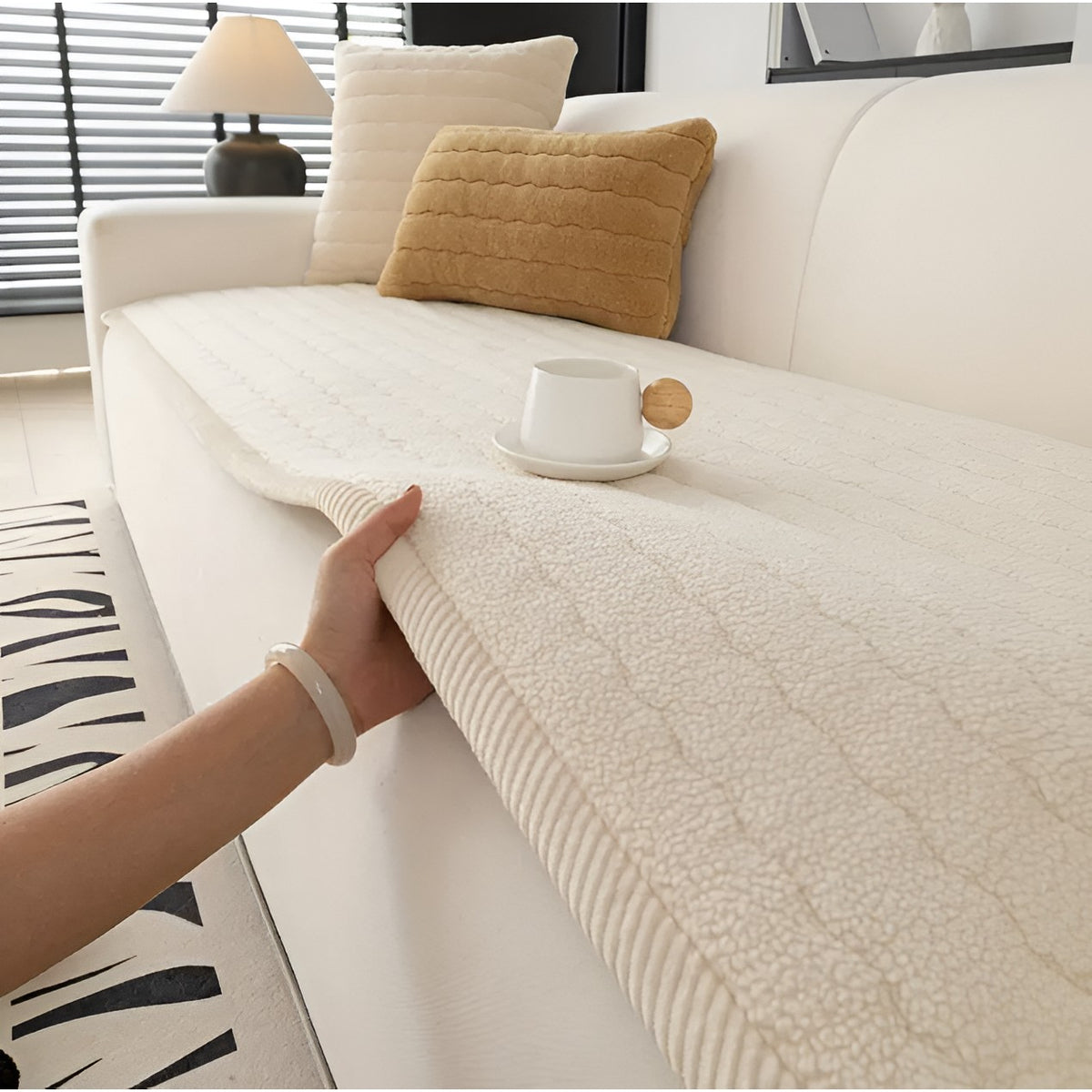 Sherpa Fleece Sofa Seat Cover