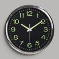 Silent Wall Clock – luminous numbers, contemporary metal frame