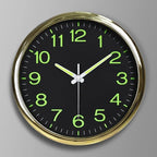 Silent Wall Clock – luminous numbers, contemporary metal frame