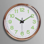 Silent Wall Clock – luminous numbers, contemporary metal frame