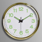 Silent Wall Clock – luminous numbers, contemporary metal frame