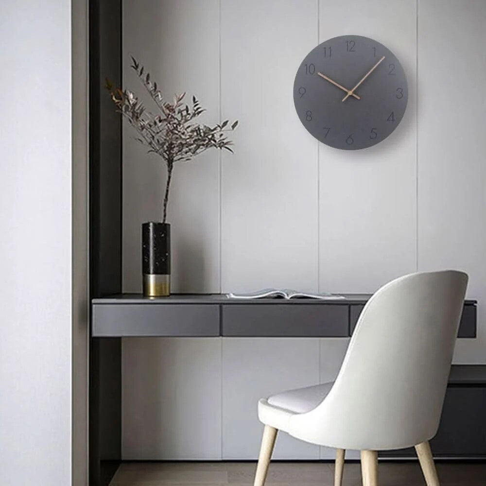 Silent Wall Clock – Nordic minimalist design, walnut timber hands