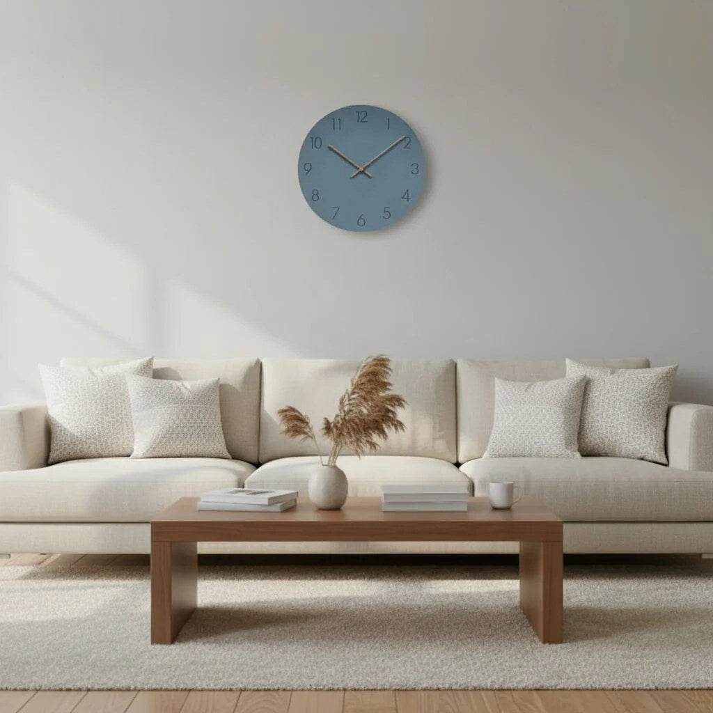 Silent Wall Clock – Nordic minimalist design, walnut timber hands